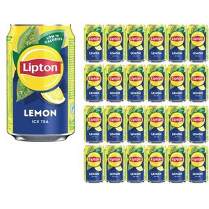 Lipton Lemon Ice Tea Can 330ml - Pack of 24 - Refreshing Beverage Drink Low in Calories Perfect for Homes Offices or Parties