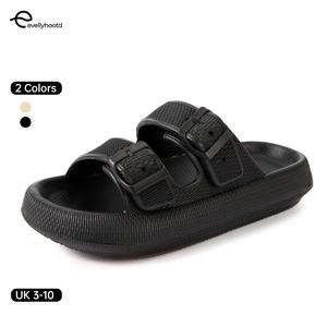 EVELLYHOOTD Cloud Slippers Double Buckle Adjustable Slide EVA Soft Comfy Indoor Outdoor