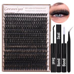 Volume Lash Clusters Kit DIY Lash Extension Kit D Curl Eyelash Extensions with Lash Bond and Seal Waterproof Tweezers,10-14mm Eye Corner Eyelashes and 16-18MM Cluster Lashes (80D+100D, 10-18mm) Makeup Cosmetic Eyelashes Extensions