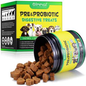 Probiotic Prebiotic Dog Treats Chews For Gut Support Health Helps Dogs Sensitive Digestion & Upset Stomach Natural Ingredients No Artificial Preservatives - Dog Supplement For All Ages ( puppy to senior )