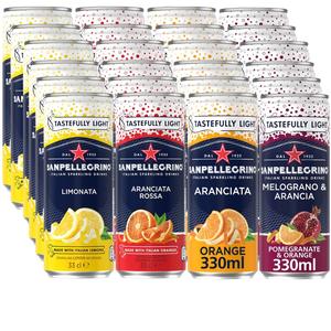 SanPellegrino Italian Sparkling Drink 330ml Mix Case - Flavours; Blood Orange, Orange, Lemon, Pomegranate & Orange