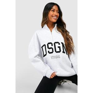 DSGN Studio Half Zip Applique Oversized Sweatshirt