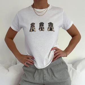 German Shepherd Print T-Shirt - Womens Baby Tee - Salty Pixie