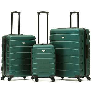 Flight Knight Hard Shell ABS Medium, Large Check-In And Carry On Suitcases - SAFIR - Forest Green/Black