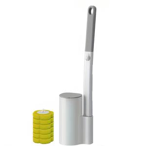 Disposable Toilet Brush Set with Long Handle & 6 Refill Heads Hygienic Bathroom Cleaner Quick Easy No-Mess Design UK Trending Essential Tool for Mess-Free Cleaning Reusable