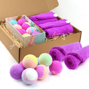 Spa Set - Cleanser 8 Piece Bath Bomb & 3 Pack Microfibre Hair Towels Hamper Gift Set Cleansing Skincare Cosmetic Bath & Body Mothers Day Gift For Girlfriend Mum Absorbent Personal