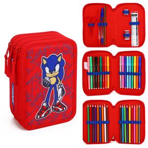 Sonic The Hedgehog 3 Tier Large Pencil Case School Supplies Pens Pencils Sets