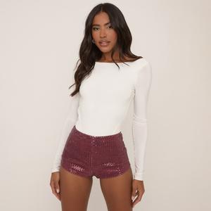 Mid Rise Sequin Hot Pant Shorts
