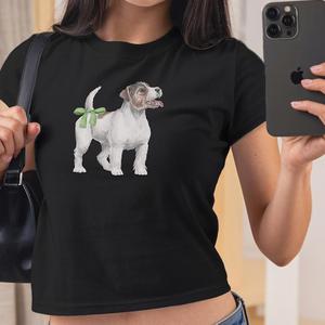 Jack Russell Print T-Shirt - Womens Baby Tee - Salty Pixie