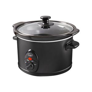 Quest 1.5L Black Slow Cooker - Energy Efficient Cooking - Compact Stainless Steel - 3 Temperature Settings - Transparent Toughened Glass Lid - Dishwasher Safe Bowl