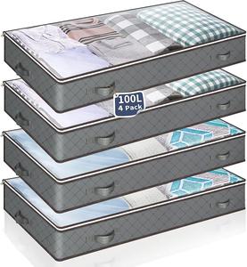 Space Saving Storage Organizers for Beddding and Clothes | Underbed (4 Pack) & Wardrobe (6 Pack) 100 L | Foldable Boxes | Free & Express Shipping