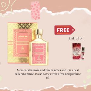 Ayat Moments Eau De Parfum 100ml for Women - Rose Vanilla Blend with Free Perfume Oil