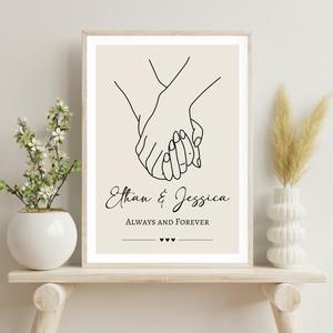 Holding Hands A4 Print, Valentines Day Home Decor - Pay What You Can Afford Gift Poster
