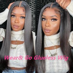 Glueless Wigs Human Hair Pre Plucked Pre Cut 6x4 5X5 9X6 Straight Lace Front Wigs Human Hair Lace Front Closure Wigs for Women 180% Density Wear and Go Glueless Wig Ready to Wear Natural Black