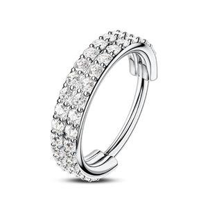 20G Double Row Shiny CZ Hinged Segment Nose Ring Earrings Jewelry
