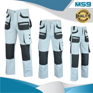 MS9 Men's Painters Decorators Cargo Combat Trouser Trousers Pants Jeans White Cotton Menswear Uniform Underwear