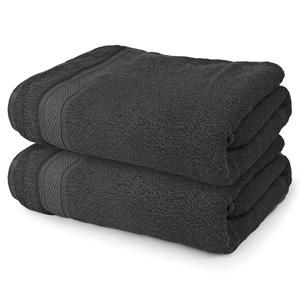 2-Piece 650 GSM Luxury Bath Sheet Towels, 100% Cotton Extra Large Bath Towels for Bathroom, Super Soft & High Absorbent, 90 X 150 CM in Size Black