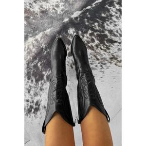 MINA Cowboy Western Ankle Boots - Black