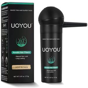 UOYOU Hairfibres for Thinning Hair, MEDIUM BLONDE 27.5g Bottle with Applicator | Natural Keratin Hair Fibers Concealer for Hair Loss for Men and Women | Haircare Hair Fibres Powder