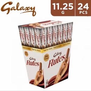 Galaxy Flutes Chocolate Coated Wafer Rolls 11.25g x 24 (Box of 24) - Snack Crunchy