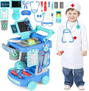 deAO  Doctor Kit for Kids, 20 PCS Educational Pretend Medical Station Set, Portable Pretend Role Play Set with Deluxe Accessories for Girls Boys Ages 3-12, for Birthdays Christmas