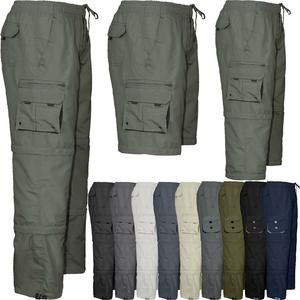 Mens 3 in 1 Trousers - Zip Off Shorts & 3/4 Long Shorts Combat Cargo Elasticated Pants Menswear Multi Pocket Camo Work Pants