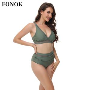 FONOK Summer beach surf vacation with breast pad bikini for women sports Bikini Set
