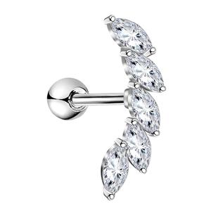 16G Crystal CZ Curved Vine Climber Hypoallergenic Helix Earring Stud - Earrings for Women