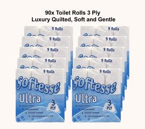 90x Toilet Rolls 3ply 9x5 Rolls,Campaign, Luxury Quilted, Soft and Gentle, Flushable Eco-friendly Disposable Sustainable, Family Sheets Wipes soft bathroom