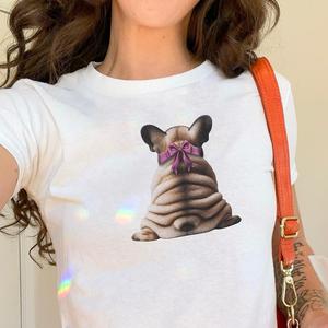 Frenchie Rolls Print T-Shirt - Womens Baby Tee - Salty Pixie