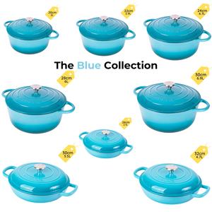 Cast Iron Casserole with Lid -   Blue Cookware Collection – Non Stick Dutch Oven Pot, Oven Safe up to 500° F – Ovenproof Enamelled Stockpot  - by nuovva
