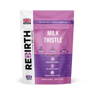Milk Thistle 4000mg Supplement - 80% Silymarin - 120 Vegan Tablets - 3rd Party Lab Tested - Made in UK - ReBirth Wellness