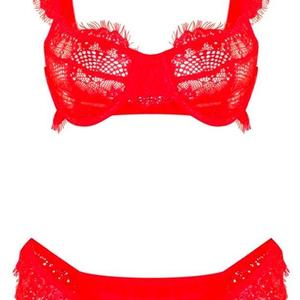 Underwired Lace Shoulder Lingerie Set Everyday Womenswear Black and Red Original Comfortable & Durable Material
