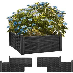 GEEZY Raised Flower Bed Garden Pot Planter with Rattan Design