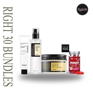 [Right30 Daily Care Bundle] Cosrx Full Size Natural Skin Hair Care Kit Women Gift for Daily, Most Wanted  Hydrating Cream Serum Snail Mucin Soothing Lightweight Moisture Moisturizer Skincare