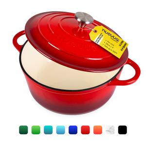 Cast Iron Pot with Lid – Classic Non-Stick Ovenproof Enamelled Casserole Kitchen Pot, Oven Safe up to 500° F – Sturdy Dutch Oven Cookware – 6.4 Quart (6L), 28cm - by nuovva