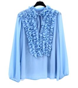 Fashion Luva Vintage Style Ruffle Blouse Chiffon Shirt Top Albatro Deep neck tie Shirt top