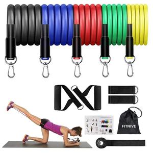(UK Seller) Fitnive 11pcs Resistance Bands Set, Elastic Exercise Bands ,Fitness Ultra Bands ,  2 Foam Handles, 2 Ankle Straps, Door Anchor - Fitness Tubes, shoulders workouts ,Exercise Equipment for Home, Gym