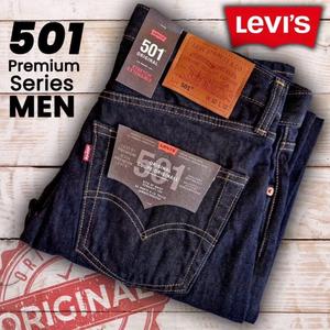 Levis 501 Men's Denim Jeans - Dark Wash Blue, Original Fit, Straight Leg Pants - Menswear Cotton Pocket Relaxed Fit Style -005010101