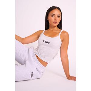 Kaiia Studio Bubble Logo Cami Top Grey Marl