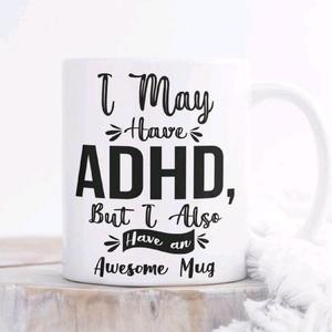 ADHD Awesome Mug Ceramic Coffee Cup Drinkware Washable Reuse Reusable Sturdy tea Mugs Tumbler gift bundle dad funky home new