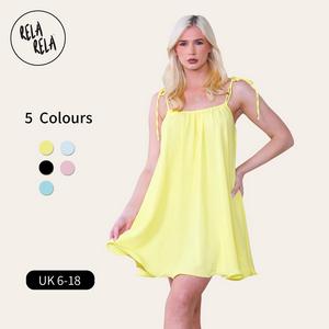 RELA RELA Strappy Wired Hem Swing Mini Dress Women Summer Dress Holiday Dress 6-18 Beach Casual Elegant Formal Womenswear