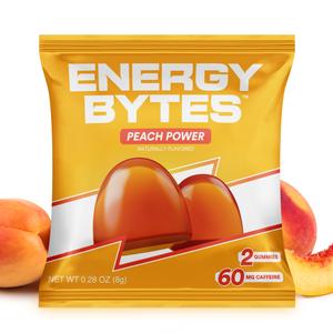 Energy Bytes - Peach Power - 2 Caffeine Powered Gummies (Sports Pack)