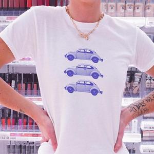 Retro Cars Print T-Shirt - Womens Baby Tee - Salty Pixie