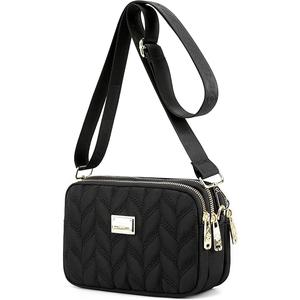 Ladies Small Cross Body Bag, Women Multi Pocket Shoulder Bag Waterproof Nylon Side Bag Handbag with Adjustable Strap for Holiday Travel