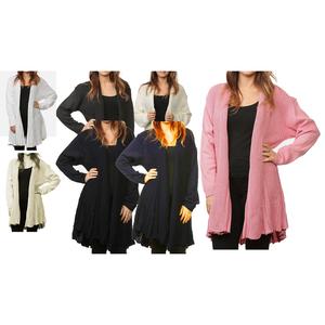 Fashion Luva Ladies Women's Knitted Waterfall Cardigan - Long Sleeves - All Seasons - Loose Fit - Acrylic Material Knitwear Long Sleeve Basic Womenswear Style Tops Underwear Minimalist Longsleeves Knitting