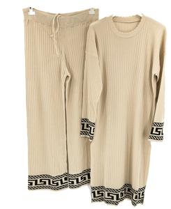 Fashion Luva plus size Lounge set for womens Geometric long shirt dress plazzo legging trouser loungewear clothes for women. Womenswear Chic Comfort Pajamas Nightwear Lady Homewear Long Sleeve Pajama Set