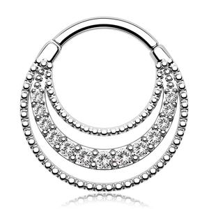 Oufer 16G Palace Style Hinged Segment Septum Ring Daith Earrings