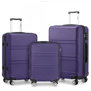 [MissLulu Bags] Sculpted Horizontal Design ABS 20''/24''/28'' Suitcase with TSA Lock - Purple