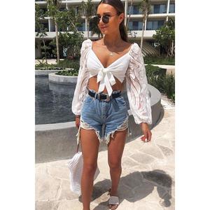 Blue Denim Extreme Rip Front Shorts - Aarya